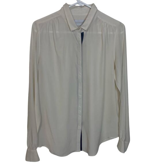 Zadig & Voltaire Deluxe 100% Silk Blouse Snap Button Ivory Size Medium - Picture 2 of 9